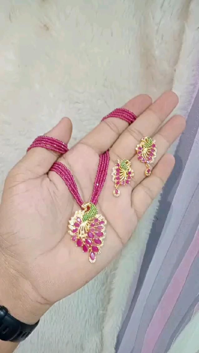 Peacock Designer Motif Necklace Set